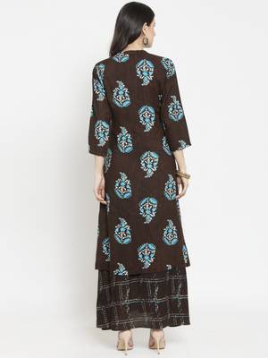 Indibelle Brown woven viscose rayon kurtas-and-kurtis 3