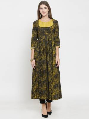 Mustard woven viscose rayon kurtas-and-kurtis 1