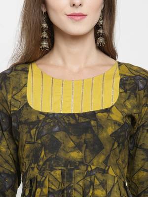 Mustard woven viscose rayon kurtas-and-kurtis 2