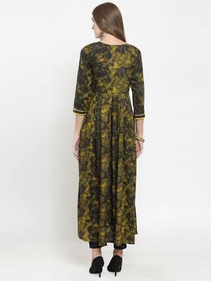 Mustard woven viscose rayon kurtas-and-kurtis 3