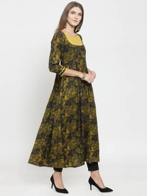 Mustard woven viscose rayon kurtas-and-kurtis 5