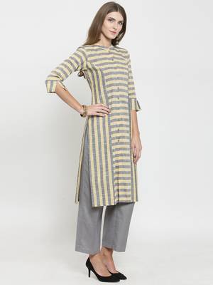 Yellow woven viscose rayon kurtas-and-kurtis 5