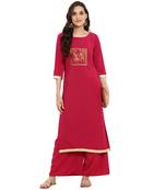 Magenta color Straight Gold Foil Kurta