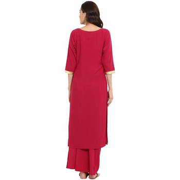 Magenta color Straight Gold Foil Kurta 3