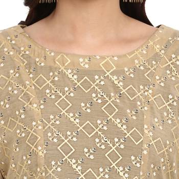 Navy Blue color Flared Foil Print Kurta 5