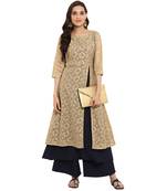 Navy Blue color Flared Foil Print Kurta Palazzo set