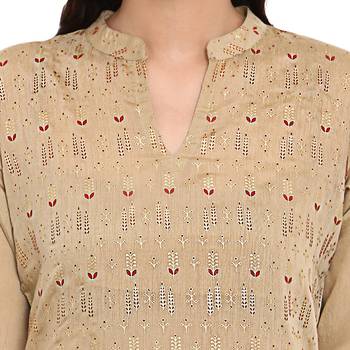 Red color Straight Foil Print Kurta Palazzo set 5