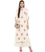 White color Straight Foil Print Kurta Palazzo set