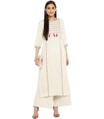White color Straight Foil Print Kurta Palazzo set