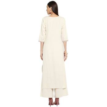 White color Straight Foil Print Kurta Palazzo set 3