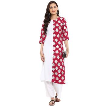 White color Straight Foil Print Kurta 1
