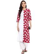 White color Straight Foil Print Kurta Palazzo set