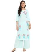 Summer Blue color Straight Foil Print Kurta