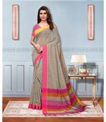 Grey bengal handloom linen saree with blouse