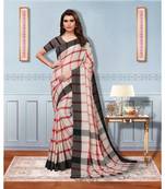 Off White bengal handloom linen saree with blouse
