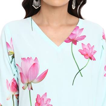 Pink color Flared Digital Print Kurta 5