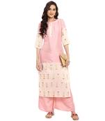 Pink color Straight Foil Print Kurta