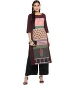 Black color Straight Digital Print Kurta Palazzo set