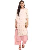 Cream color Straight Foil Print Kurta