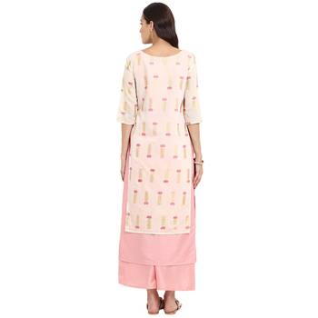 Cream color Straight Foil Print Kurta 3
