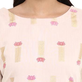 Cream color Straight Foil Print Kurta 5