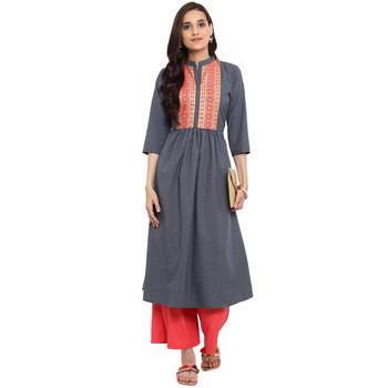 Peach color Flared Foil Print Kurta 1