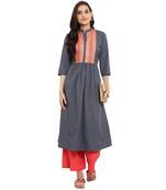 Peach color Flared Foil Print Kurta