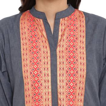 Peach color Flared Foil Print Kurta 5