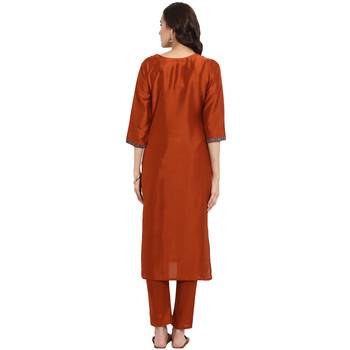 Brown color Straight Digital Print Kurta 3