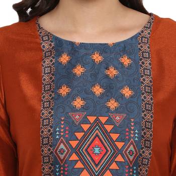 Brown color Straight Digital Print Kurta 5