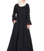 Nazneen Embroidered Patch Umbrella Black Abaya