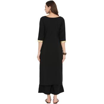 Black color Straight Gold Foil Kurta Palazzo set 3