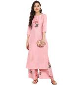 Pink color Straight Digital Print Kurta