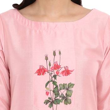 Pink color Straight Digital Print Kurta Palazzo set 5