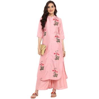 Pink color Straight Digital Print Kurta 1