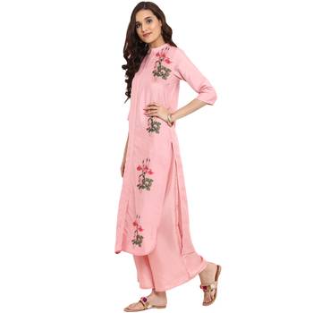 Pink color Straight Digital Print Kurta 4