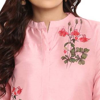 Pink color Straight Digital Print Kurta 5