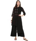 Black color High Low Foil Print Kurta