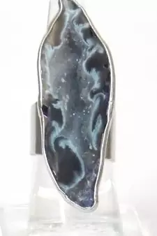Long!! unique ocean grey agate druzy stone ring