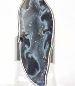 Long!! unique ocean grey agate druzy stone ring