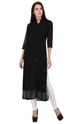 Black plain georgette ethnic-kurtis 2