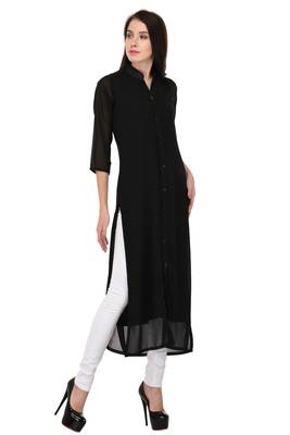 Black plain georgette ethnic-kurtis 3