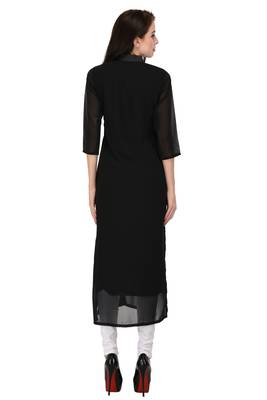 Black plain georgette ethnic-kurtis 4