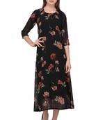 Black printed georgette ethnic-kurtis
