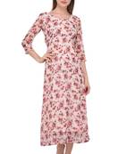 Light-peach printed georgette ethnic-kurtis