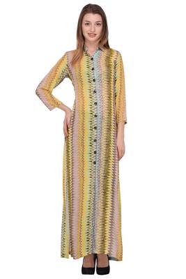Yellow printed rayon ethnic-kurtis 1