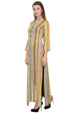 Yellow printed rayon ethnic-kurtis 2