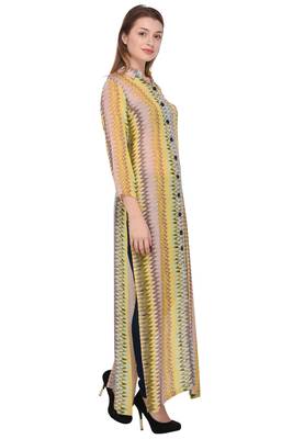 Yellow printed rayon ethnic-kurtis 3