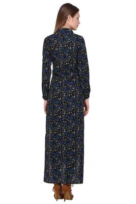Dark-blue printed polyester ethnic-kurtis 4