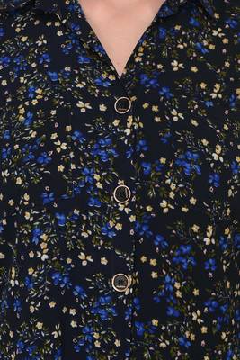 Dark-blue printed polyester ethnic-kurtis 5